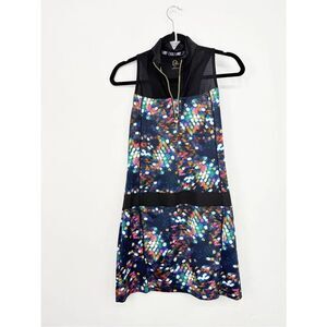 EP Pro Black Colorful Abstract Print Sleeveless Athleisure Sporty Mini Dress